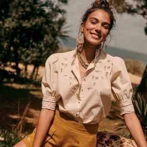 Sezane Cream Button Down Shirt